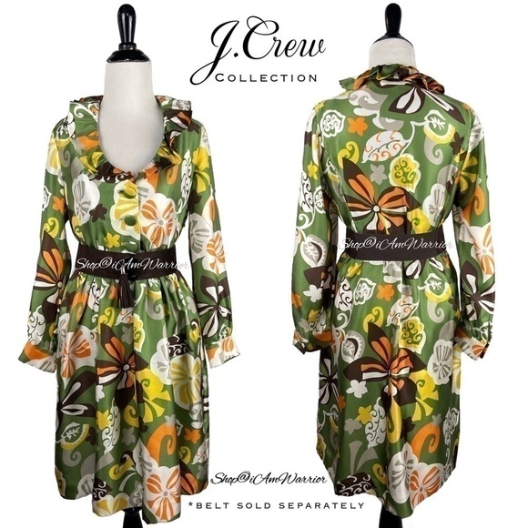 J. Crew Collection rare silk twill Bahia floral ruffle dress *shop@iamwarrior - Picture 6 of 17